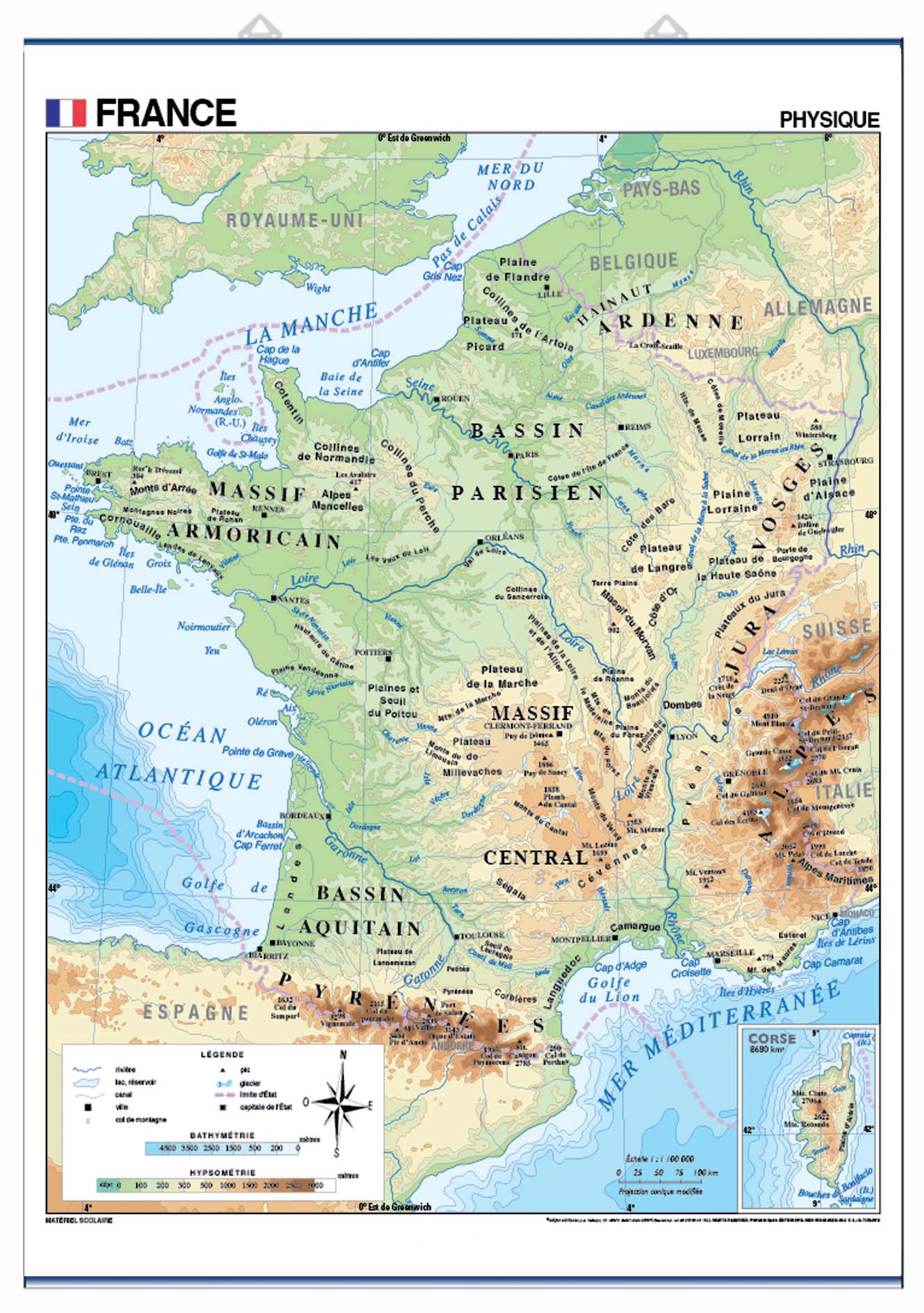 Carte de France : Physique / Administrative - Asco & Celda