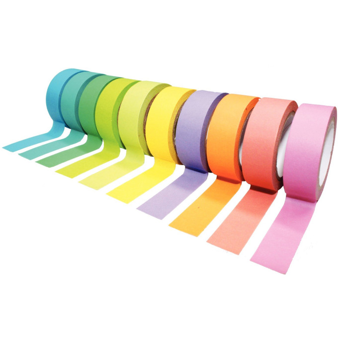 Masking tape arc-en-ciel - 10 rouleaux - Adhésifs colorés et